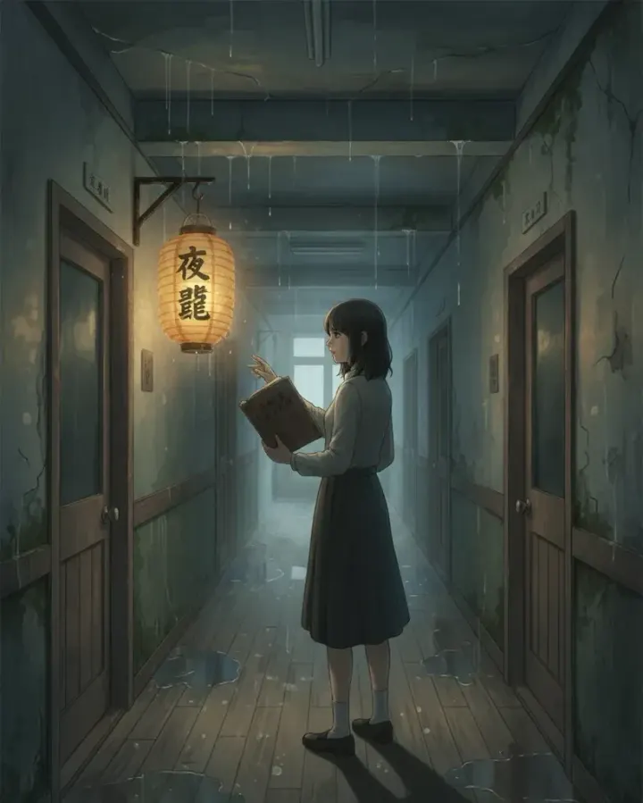 雨栖庄四楼·昼间点亮的走廊灯
